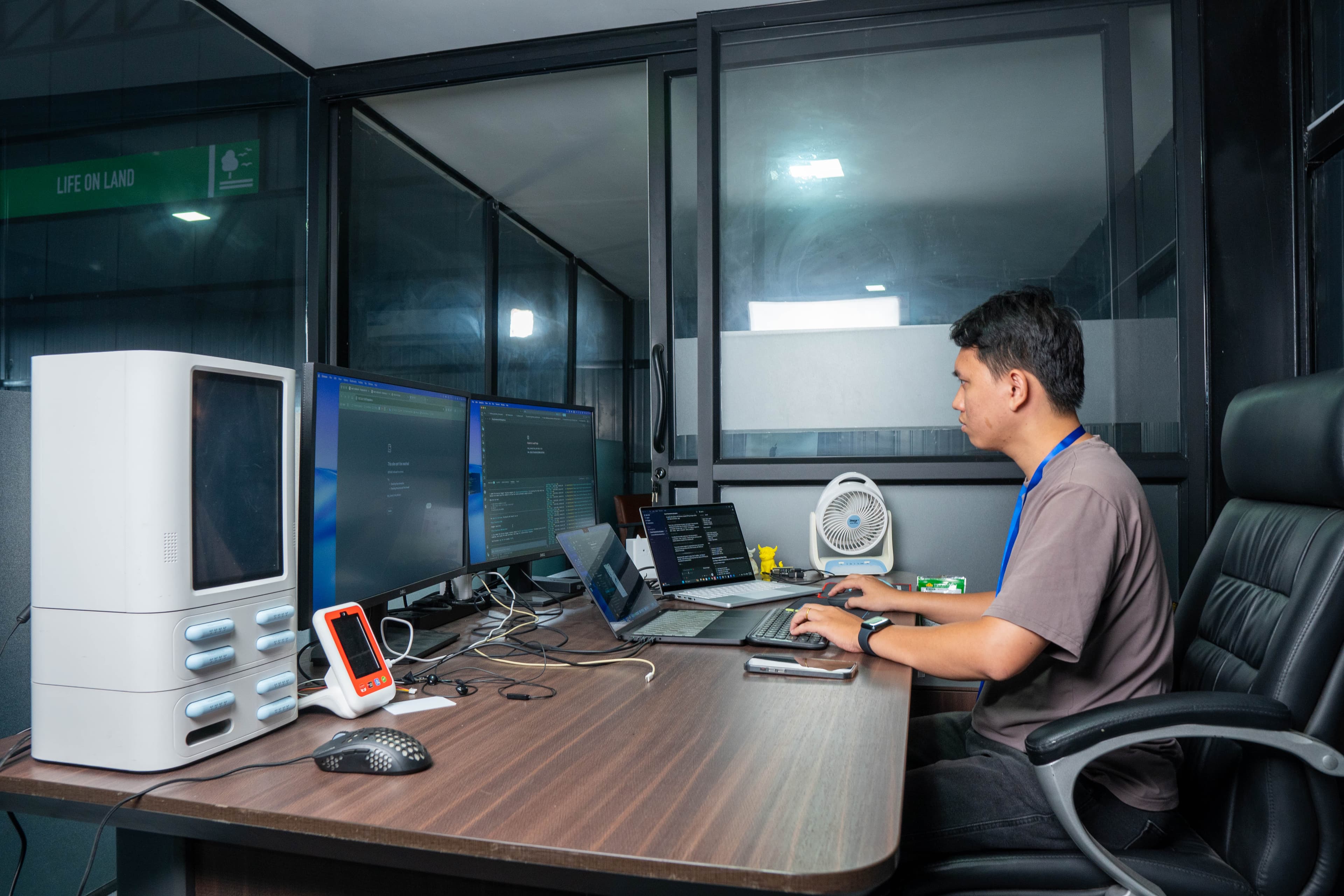 Saat team captured during research and development work.